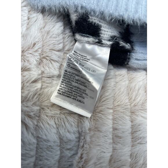H&M Sweater Vest Houndstooth Divided Medium Jacquard Knit Blue Black Check Fuzzy - Picture 7 of 7